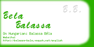 bela balassa business card